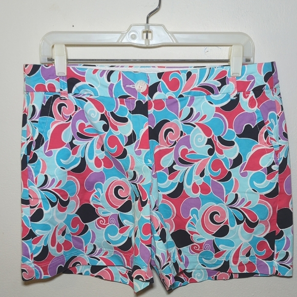 Crown & Ivy Colorful Retro 70s Pattern Shorts, 4.5" inseam Women's Size 8 - Picture 1 of 4